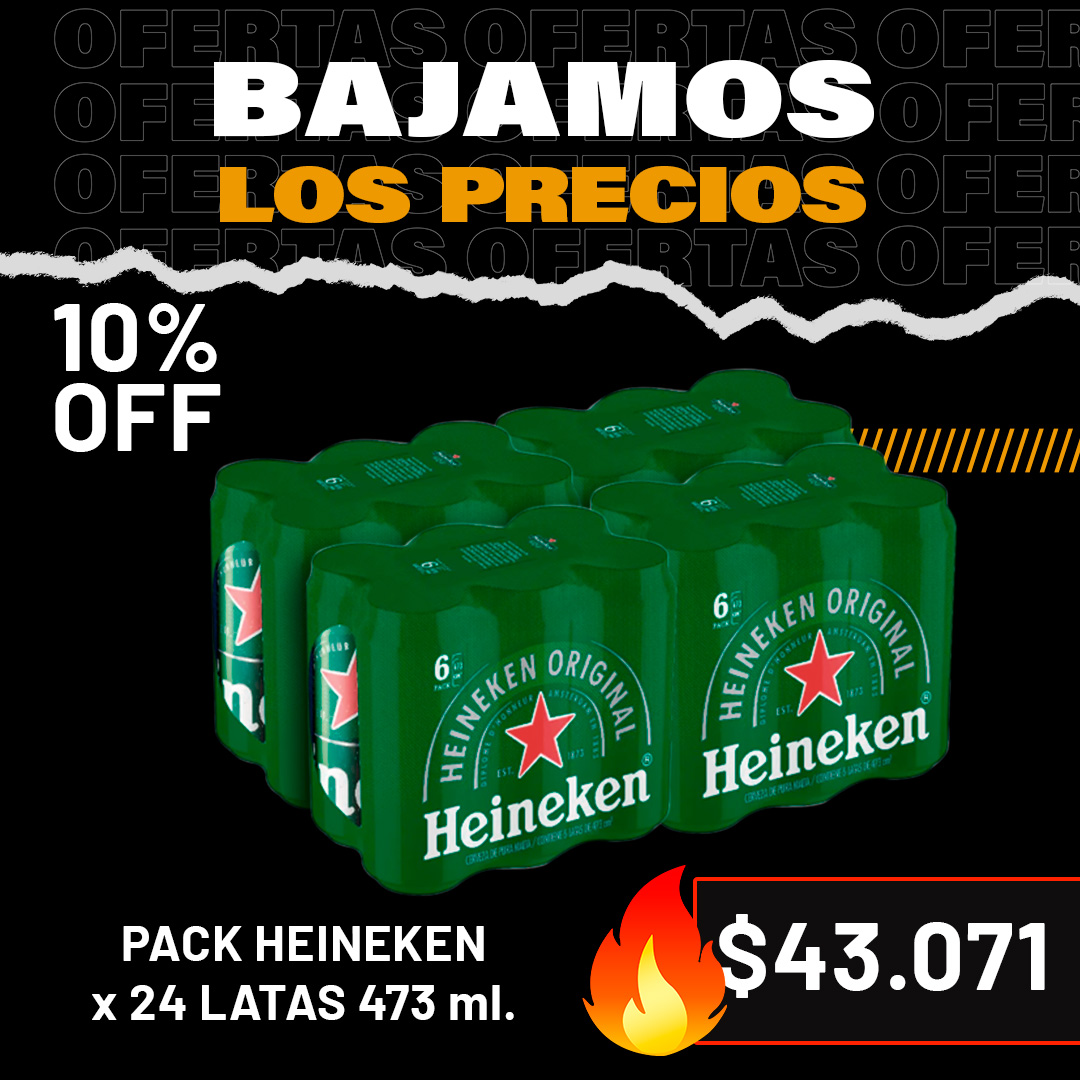 Promo exclusiva - 24 latas Heineken 473 cc. - Sólo para retiro por el local