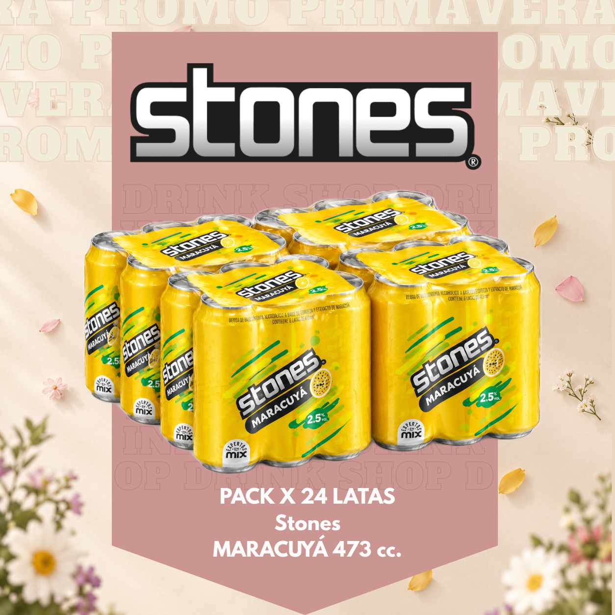 Promo exclusiva - 24 latas Stones Maracuya 473 cc. - Sólo para retiro por el local