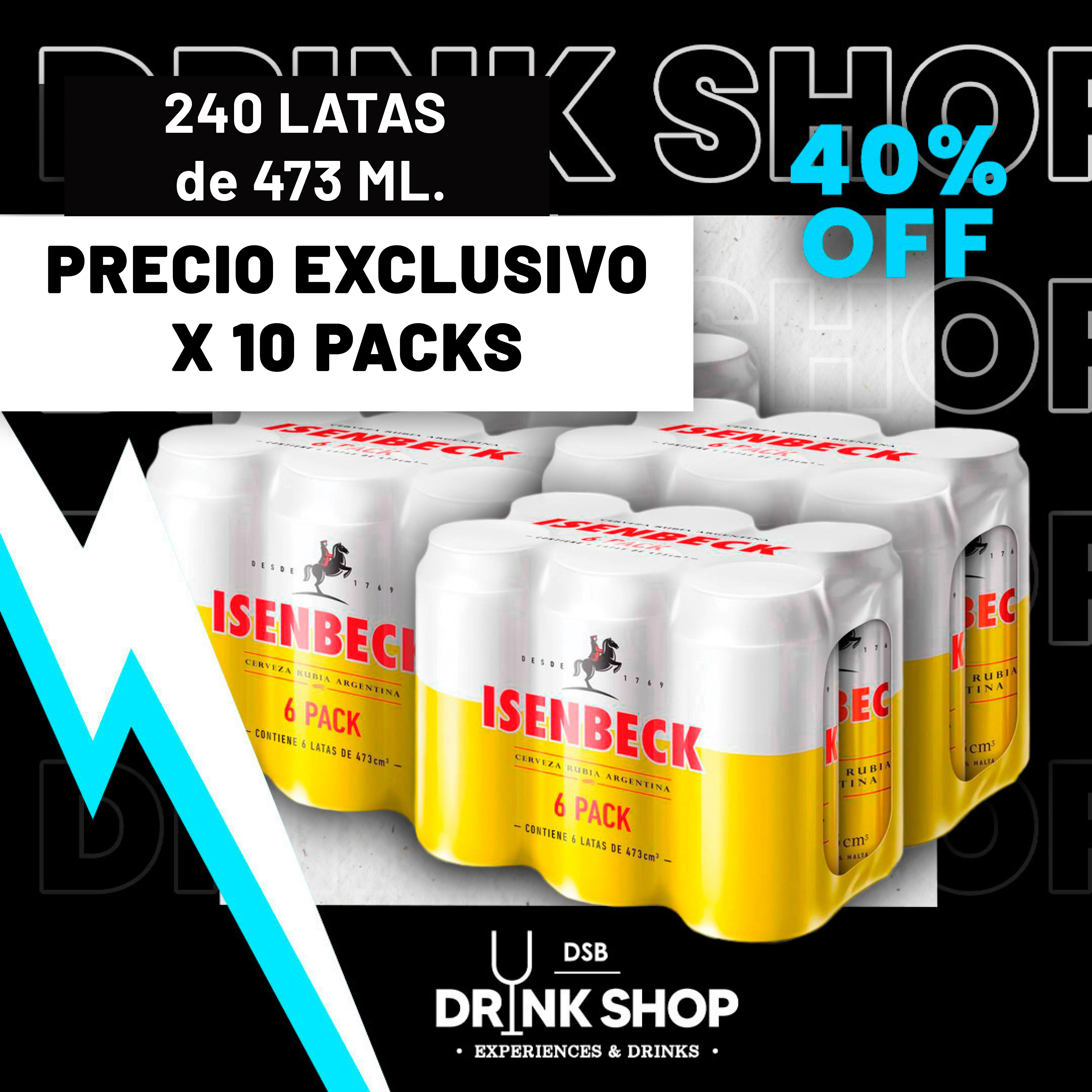 10 packs Isenbeck - 240 latas x 473 ml.